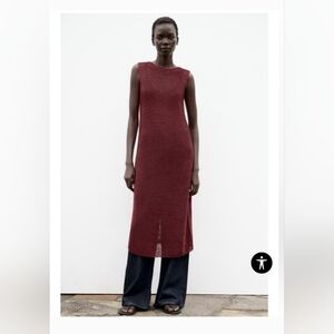 NWT Zara Sleeveless Crochet Midi Dress, Eggplant, Sz M